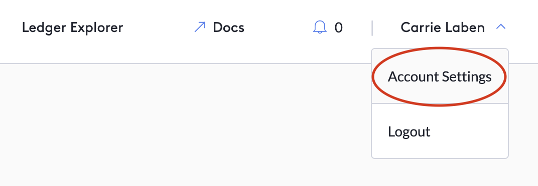 Drop-down showing the Account Settings option circled in red.