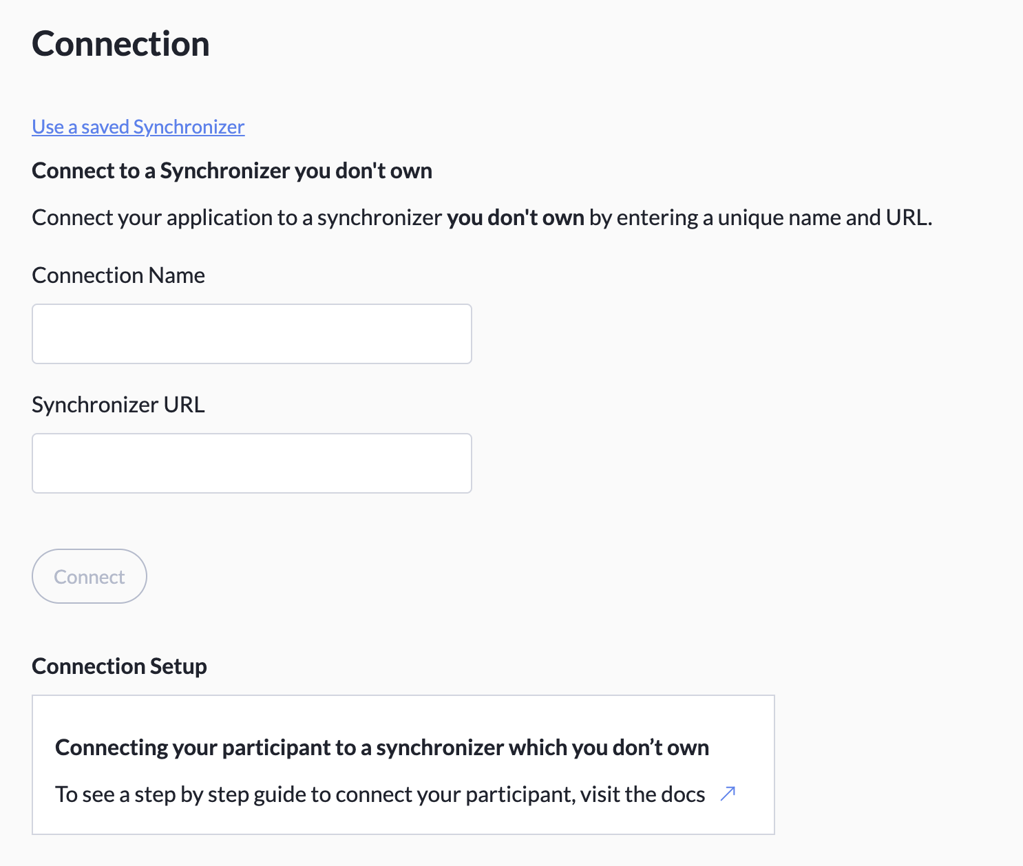 The Connection tab in its default state.